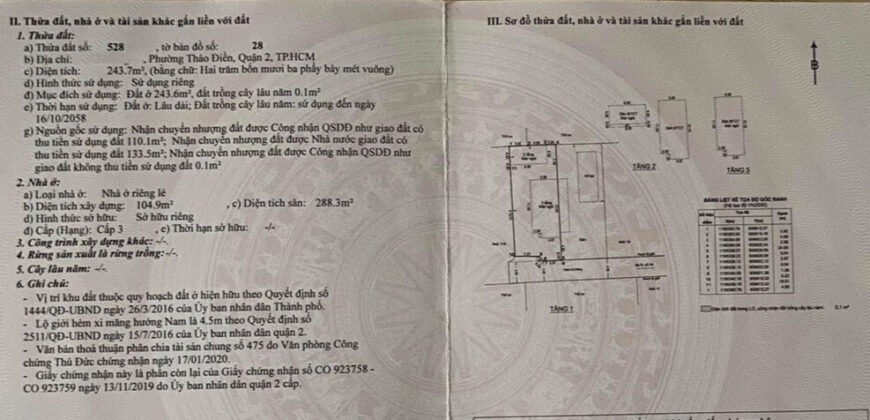 Bán đất biệt thự Thảo Điền