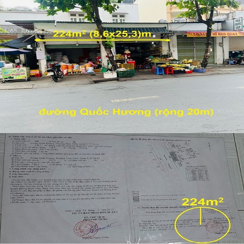 đất mặt tiền đường Quốc Hương